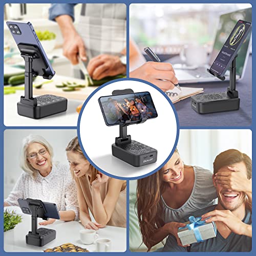ZEALOT Cell Phone Stand with Wireless Bluetooth Speaker, Phone Holder and Wireless Induction Speaker Amplifier Dock Compatible with iPhone/ipad/Samsung,Gifts for Women Men Dad Him Her-Black - color: Black