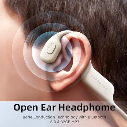LYPERTEK SoundFree S30 Bone Conduction Headphones, Swimming Headphones - color: SOUNDFREE S30-Beige