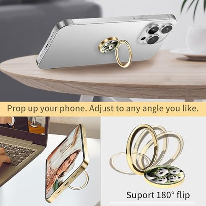 Cell Phone Ring Holder, Cute Phone Ring Grip Stand, 360°Rotation Funny Metal Kickstand Finger Grip Cute Pandas - color: Cute Pandas