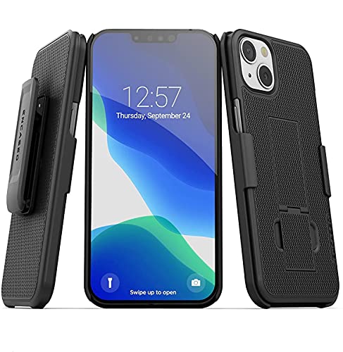 Encased DuraClip Designed for iPhone 13 MINI Belt Clip Case (2021) Slim Phone Cover with Holster (Black) - size: iPhone 13 Mini