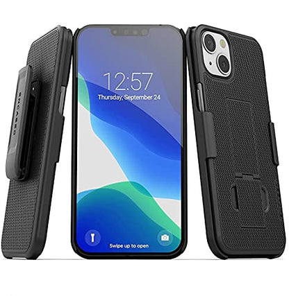Encased DuraClip Designed for iPhone 13 MINI Belt Clip Case (2021) Slim Phone Cover with Holster (Black) - size: iPhone 13 Mini