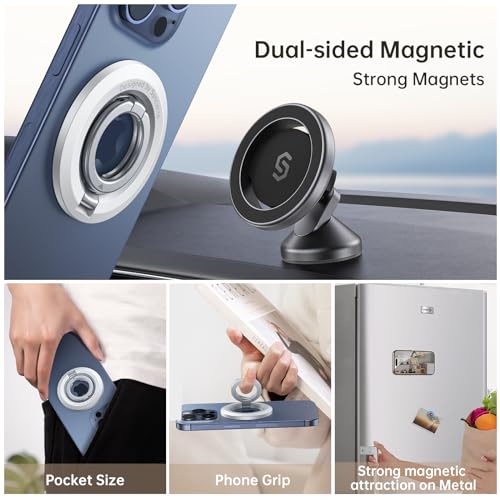 SYNCWIRE Magnetic Phone Ring Holder, for MagSafe Phone Grip Stand Kickstand - color: White