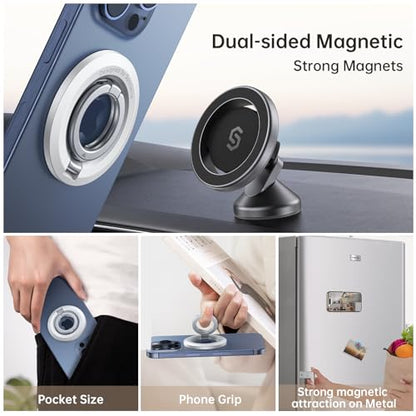SYNCWIRE Magnetic Phone Ring Holder, for MagSafe Phone Grip Stand Kickstand - color: White