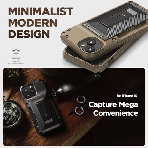 VRS DESIGN Damda Glide Hybrid Phone Case Designed for iPhone 15 (2023), Functional Sturdy Wallet Card Holder Kickstand Case Compatible with iPhone 15 (Matte Black) - color: Matte Black, size: iPhone 15