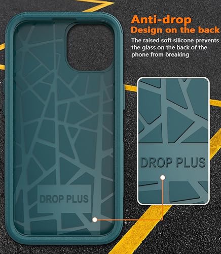 Diverbox for iPhone 15 Pro Case [Shockproof] [Dropproof] [Tempered Glass Screen Protector ],Heavy Duty Protection Phone Case Cover for Apple iPhone 15 Pro 6.1 inch (Dark Green) - color: Dark Green