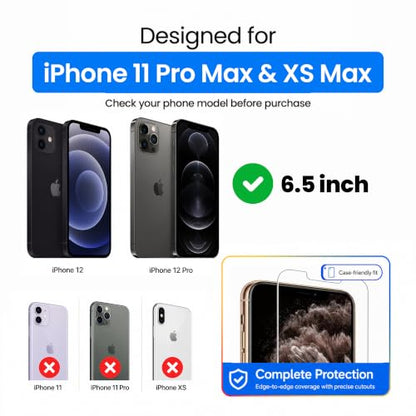 Ocushield Anti Blue Light Tempered Glass Screen Protector of iPhone 11 Pro Max & iPhone XS Max (6.5") – Blocks Blue Light, Prevents Eye Strain & Helps You Sleep Better, 9H Hardness & Case Friendly - size: iPhone 11 Pro Max | XS Max