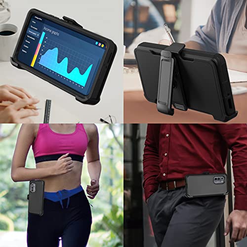 Compatible with Motorola Edge (2022) Case, with Belt Clip Holster Heavy Duty Rugged Shockproof Full Body Protection Kickstand Phone case for Motorola Edge (2022) (Black) - color: Black