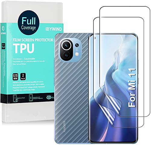 Ibywind 2 Pcs Screen Protector For Xiaomi Mi11 5G 6.81",Flexible TPU Film,With 1Pc Camera Lens Protector,1Pc Back Film,Bubble Free[Easy to install] - size: Mi 11 5G