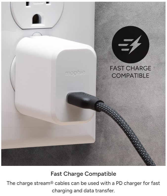 mophie Charge Stream USB-A to Lightning 1m/3ft Silicone Cable - size: 3 feet, style: USB-A to Lightning