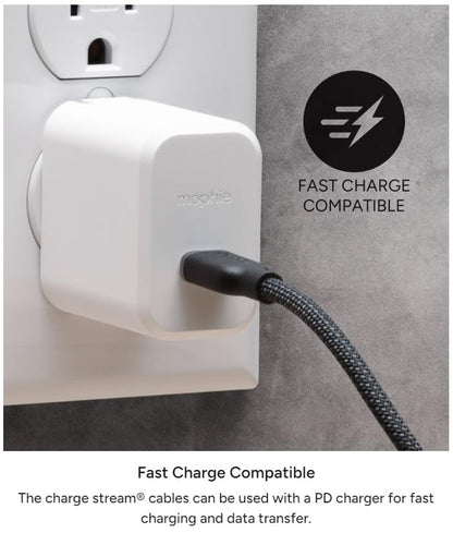 mophie Charge Stream USB-A to Lightning 1m/3ft Silicone Cable - size: 3 feet, style: USB-A to Lightning