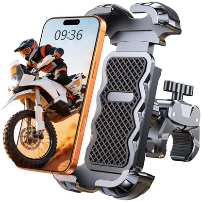 Zewdov 2026 Motorcycle Phone Mount Holder with Quick Install Clamp, Strong Grip & Anti-Drop Bike Phone Holder for Bicycle/ATV/Scooter Handlebar, 1S Security Lock Fits for iPhone/Samsung 4.7-6.8" - color: Black