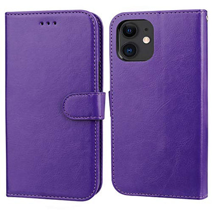 Bocasal Detachable Wallet Case Card Holder for iPhone 11, Purple | Kickstand Card Slots Holder PU Leather Magnetic Shockproof Wrist Strap Removable Flip Protective Cover 6.1 inch - color: Purple