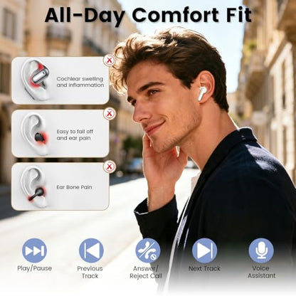 Wireless Earbuds with Touch Screen, Bluetooth 5.4 Headphones, ANC Noise Cancelling, 60H HiFi Stereo Bluetooth Ear Buds with 5 EQ Modes, IPX7 Earphones for Sports/Workout/Gym