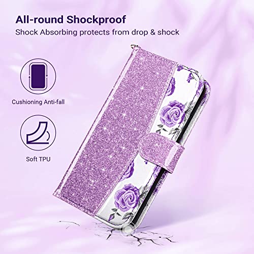 ULAK Compatible with iPhone 17 Pro Max Wallet Case Card Holder, Purple | with Card Holder, [RFID Blocking] PU Leather Case Kickstand Card Slots Wrist Strap, Durable Shockproof Cover 6.9 Inch - color: Purple, size: iPhone 17 Pro Max - 6.9 inch