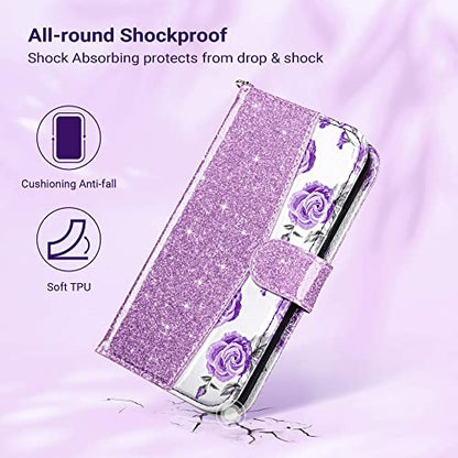 ULAK Compatible with iPhone 17 Pro Max Wallet Case Card Holder, Purple | with Card Holder, [RFID Blocking] PU Leather Case Kickstand Card Slots Wrist Strap, Durable Shockproof Cover 6.9 Inch - color: Purple, size: iPhone 17 Pro Max - 6.9 inch
