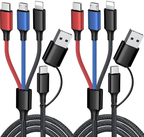 Puxnoin Multi Charging Cable 5 in 1, 2Pack 4FT USB C Multi Charger Cable