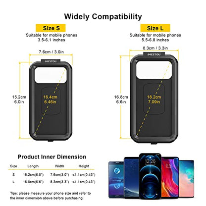 iMESTOU Waterproof Motorcycle Phone Mount Case for 3.5"-6.1" Cellphones (S) - size: S--For 3.5"-6.1" Phones