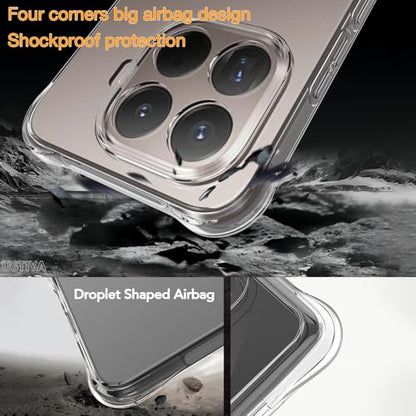 USTIYA Case for Xiaomi 15T Pro 5G Clear TPU Four Corners Military-Grade Protection Cover Transparent Soft funda