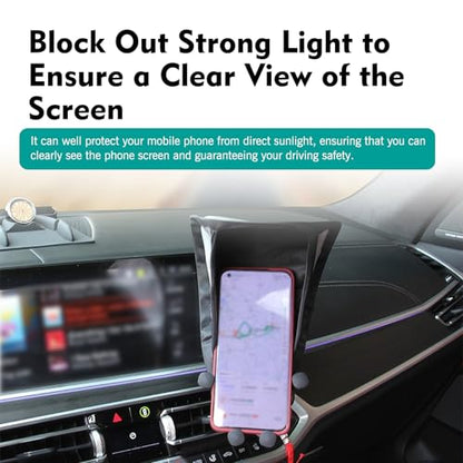 Cell Phone Sunshade, High-elasticity Skeleton Anti-glare Phone Holder Sun Shade Cover, Portable Foldable Sunscreen Shield, Universal for Most Cars Motorcycles (Black)