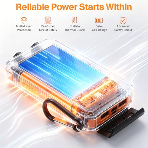 Solar Power Bank 38800mAh Portable Charger for iPhone18/17/16, Samsung - color: Pumpkin