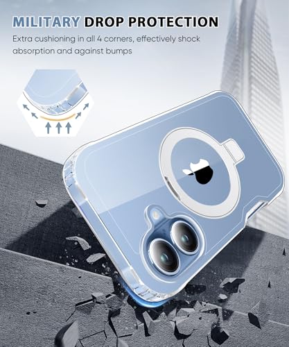 for iPhone 17 Case with Screen Protector, Built-in Seamless Stand, [Compatible with MagSafe] Protective Shockproof Phone Case, Magnetic Slim Cover for iPhone 17 6.3 Inch - Clear | with Screen Protector Protective Shockproof Phone Case, [Compatible with Ma