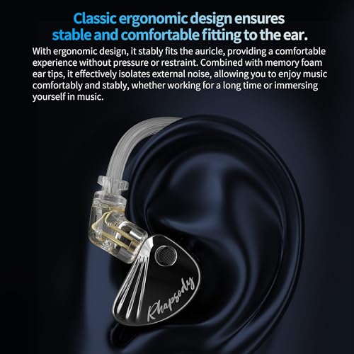 CCA Rhapsody 4-Mode Tuning Switch in-Ear Monitor Headphones, 2DD+4BA Hybrid Gaming IEM, HiFi Bass Wired Earphones for Audiophiles, Musicians & Singers - size: Without Mic