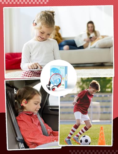 iClever OWS01 Kids Bluetooth Headphones, Air Conduction Open Ear Headphones - color: Red & Black