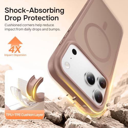 Magnetic for iPhone 17 Pro Case, Compatible with MagSafe, [Military Grade Drop Protection] Translucent Matte Shockproof Protective Anti-Fingerprint Phone Case, 6.3", Light Brown - color: Light Brown, size: Iphone 17 Pro