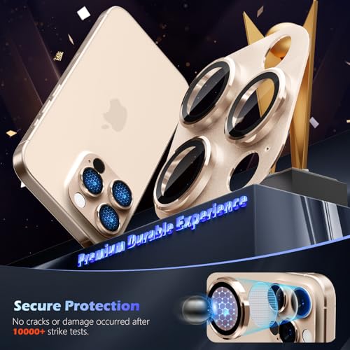 imluckies Alloy Metal Camera Lens Protector for iPhone 16 Pro / 16 Pro Max / 14 Pro / 14 Pro Max, 9H Tempered Glass, Ultra HD, Anti-Scratch, Strong Adhesion, Case Friendly, Desert Titanium - size: 16/14 pro/promax Desert Titanium