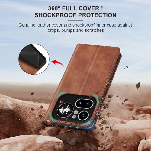 Jasonyu Flip Wallet Case for Nothing Phone 4a Pro 5G,Brown | PU Leather Magnetic Folio Cover,with Card Holder,Kickstand,TPU Shockproof,Durable,Protective Phone Case - color: Brown, size: Nothing Phone 4a Pro