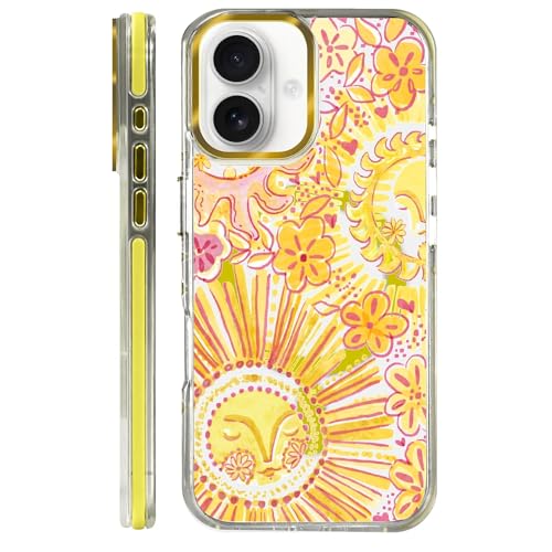Clear Magnetic Case for iPhone 16 Plus, Slim Anti-Yellow Transparent Cover, Military Grade Protection, Phone Cases for iPhone 16 Plus, Retro Sun - color: A-Retro Sun, size: Iphone 16 Plus
