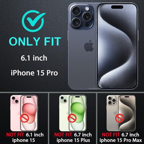 YKHJKLEC for iPhone 15 Pro Case, Compatible with Magsafe, Military Grade 3 in 1 Heavy Duty Shockproof/Drop Proof/Dust Proof Case with 2Pcs Tempered Glass Screen Protector (New-Black/Grey) - color: New-Black/Grey