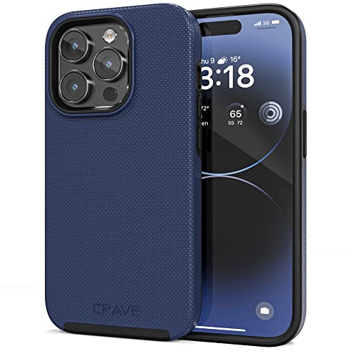 Crave Dual Guard for iPhone 14 Pro, Shockproof Protection Dual Layer Case for Apple iPhone 14 Pro (6.1") - Navy - color: Navy
