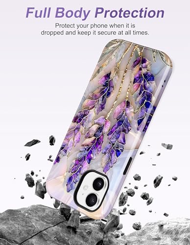 Magnetic Flower Phone Case for iPhone 17 Pro, Purple Lavender | Compatible with MagSafe, Cute Stained Glass Floral Aesthetic, TPU and PC Shockproof Protective Phone Cover for Women Girls - color: Stained Glass Purple Lavender