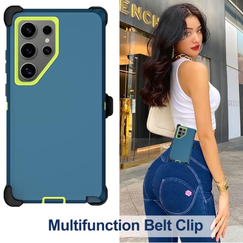 for Samsung Galaxy S24 Ultra Case with Belt Clip Holster, 2X Screen Protector, Heavy Duty Military Grade Full Body Shockproof Rugged Protective Cover for Samsung S24 Ultra 5G (Teal) - color: Teal