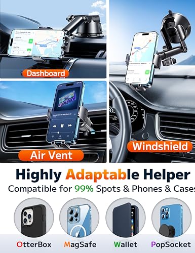 Qifutan Dash Mounted Holders Phone Holders for Your Car Phone Mount for Car Windshield Dashboard Air Vent Universal Desk Mounts Hands Free Automobile Cell Phone Holder Fit for iPhone Smartphone - color: Carbon Fiber