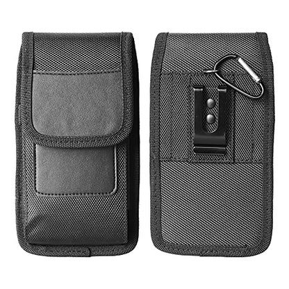 Vertical Nylon Cell Phone Holster Case with Belt Clip & Hook - XL - size: XL