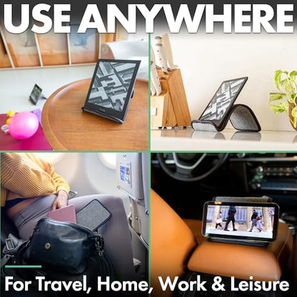 Flight Flap Airplane Phone Holder - Foldable Phone Stand for Plane Travel - color: Tweed, size: Large