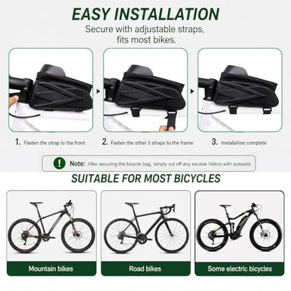 Waterproof Bike Phone Bag–Universal Bicycle Frame Pouch, Touch Screen Compatible,Bike Phone Mount Holder,Cycling Accessories for Phones up to 7” – 1.5L Capacity, Bike Accessories.