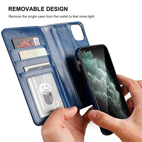 Bocasal Detachable Wallet Case Card Holder for iPhone 11 Pro Max Blue - color: Blue