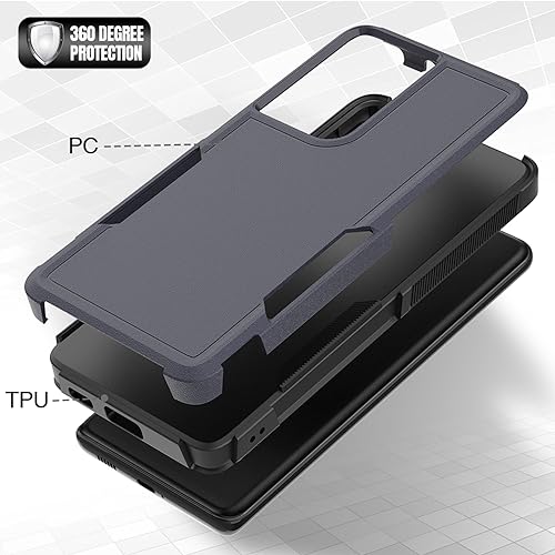 for Samsung Galaxy S24 Ultra Case: Dual Layer Protective Heavy Duty Cell Phone Cover Shockproof Rugged with Screen Protector - Military Protection Bumper Tough - Samsung Galaxy S24 Ultra 2024, Blue - color: Navy Blue (PC) + Black (TPU)