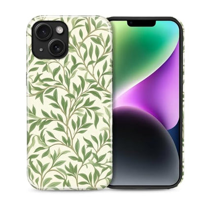 Case for iPhone 14 Plus, Shockproof Hybrid Protective Phone Case, Dual-Layer Drop Protection Anti-Scratch, Green Leaves - color: Green Leaves, size: iPhone 14 Plus
