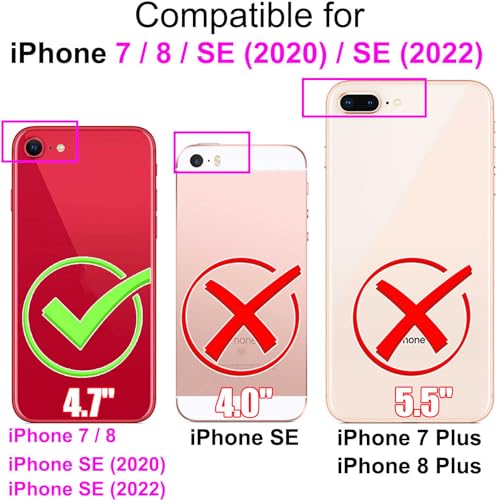 for iPhone SE 2022/7/8/SE 2020 Wallet case, Gray-Cube | 3 Card Holders, Kickstand, Shockproof TPU Shell, PU Leather, Magnetic Closure, Protective Flip Folio Cover, Women - color: 10