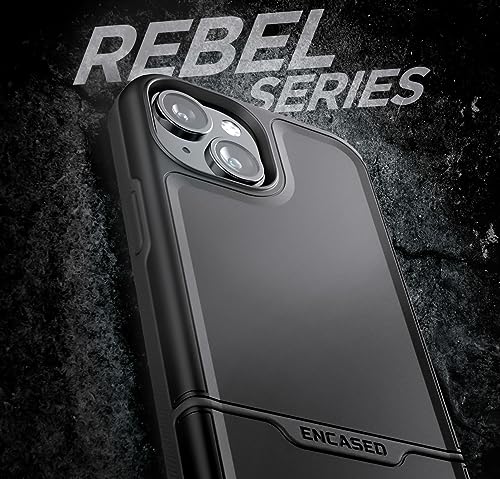 ENCASED Shockproof Case Compatible with iPhone 16 - Ultra Protective Heavy Duty Magnetic Phone Cover, Rebel Series (Black, iPhone 15) - color: Black, size: iPhone 15