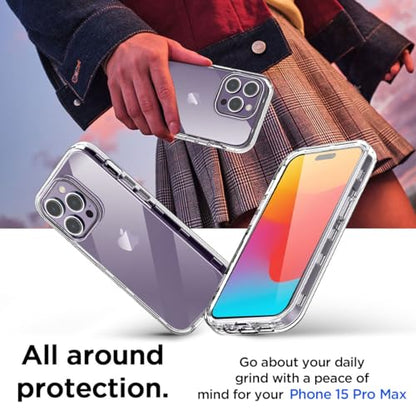 AICase Compatible with iPhone 15 Pro Max Clear Case(6.1"),Heavy Duty Drop Protection Full Body Rugged Shockproof/Dust Proof 3-Layer Military Protective Tough Durable Compatible with iPhone 15 Pro Max - color: Clear_Multi-layer