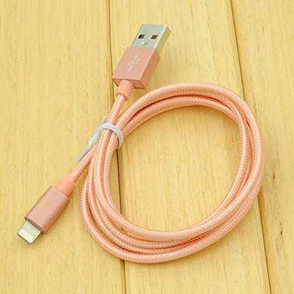 3FT Fast Charging Lightning Cable,Apple MFi Certified USB to Lightning Charger + Sync Cable Compatible with iPhone 11/11 Pro/11 Pro MAX/XS/XS MAX/XR/X/8/8 Plus/7/7 Plus/MacBook (B/Rose Gold) - color: B/Rose Gold