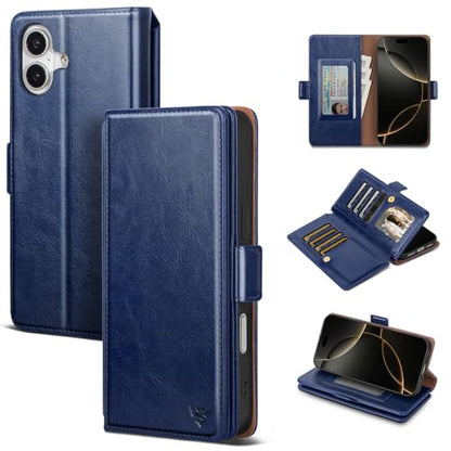 Compatible with iPhone 17 Case Wallet with Card Holder [7 Card Slot] Women Men,RFID Blocking Luxury PU Leather Phone Case Flip Folio Protector Cover Credit Card Slot Kickstand,Blue - color: Blue, size: iPhone 17