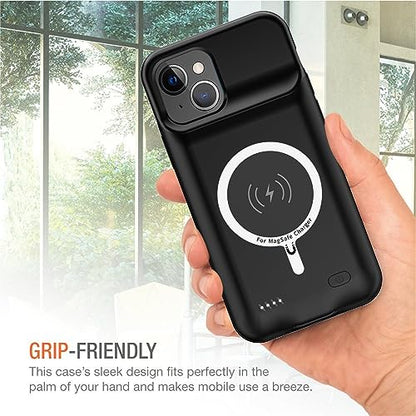 Wireless Charging Case for iPhone 14, 10000mAh High Capacity Portable Rechargeable Protective Battery Case Wireless Charging Compatible with iPhone 14 (6.1 inch) Extended Battery Charger Case (Black) - size: iPhone 14