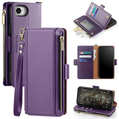 Antsturdy for iPhone 6/6S/7/8/SE 2020/SE 2022 Phone Wallet Case Women,Purple - color: Purple