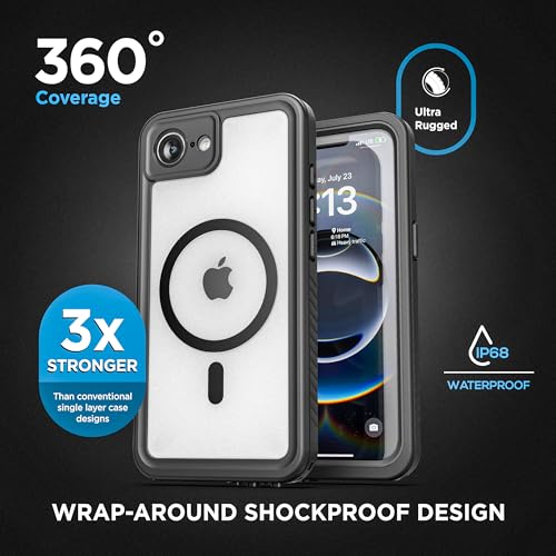 Encased Waterproof Belt Case for iPhone 16e / iPhone 17e (6.1") with Phone Holster Clip (Military Grade) Shockproof, Full Body Cover with Built-in Screen Protector and Port Covers - size: iPhone 16e/17e